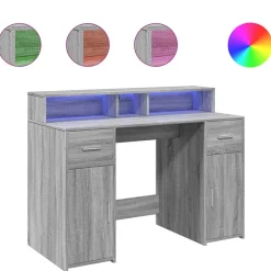 Bureau met LED-verlichting 120x55x91 cm hout eiken>vidaXL Hot