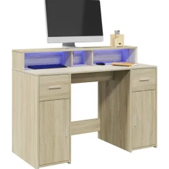 Bureau met LED-verlichting 120x55x91 cm hout kleur>vidaXL Online