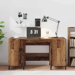 Kantoormeubelen*vidaXL Bureau met opslag Oudhout 140 x 50 x 75 cm Bewerkt hout Oud hout