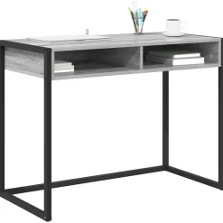 Kantoormeubelen*vidaXL Bureau met opslag 100 x 50 x 75 cm Bewerkt hout Grijs sonoma