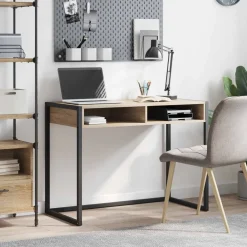 Bureau met opslag Sonoma 100 x 50 x 75 cm Bewerkt hout>vidaXL Clearance