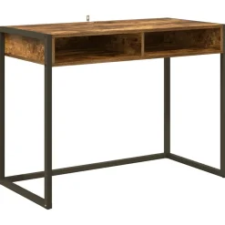 Bureau met opslag Rook Eik 100 x 50 x 75 cm Bewerkt hout>vidaXL Discount