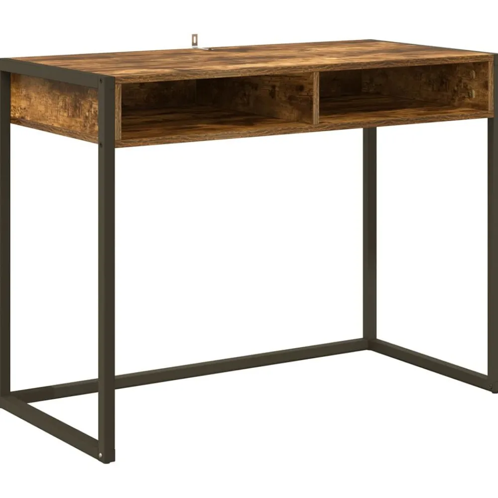 Bureau met opslag Rook Eik 100 x 50 x 75 cm Bewerkt hout>vidaXL Discount