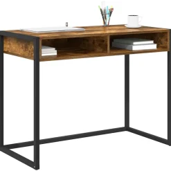 Bureau met opslag Rook Eik 100 x 50 x 75 cm Bewerkt hout><noscript><img width=