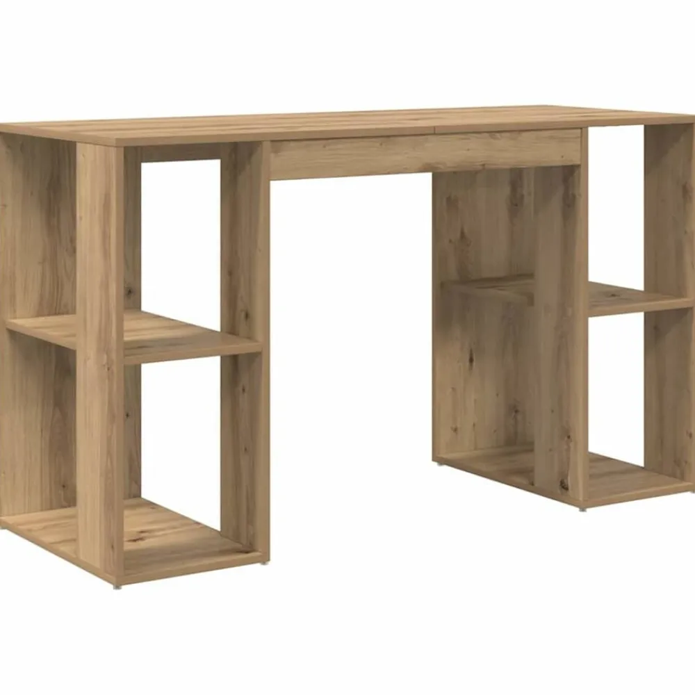 Bureau met plank Artisan Eiken 130 x 50.5 x 75 cm Bewerkt hout>vidaXL Discount