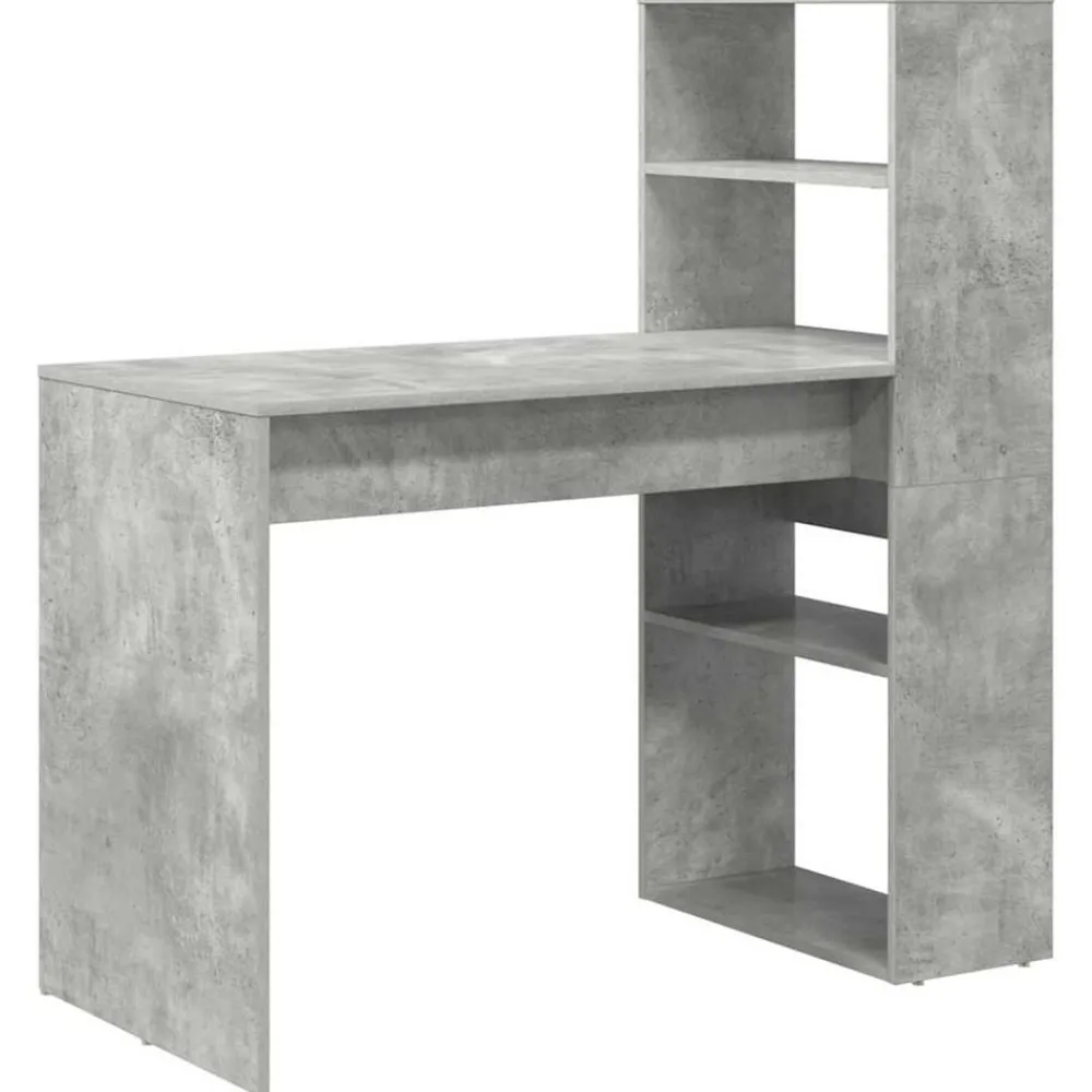 Bureau met plank Beton Grijs 113 x 54 x 120 cm Bewerkt hout>vidaXL Sale