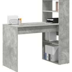 Bureau met plank Beton Grijs 113 x 54 x 120 cm Bewerkt hout><noscript><img width=