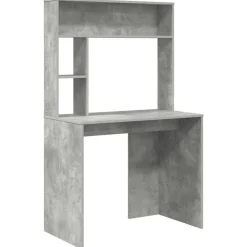 Bureau met plank Beton Grijs 91 x 50 x 149 cm Bewerkt hout>vidaXL