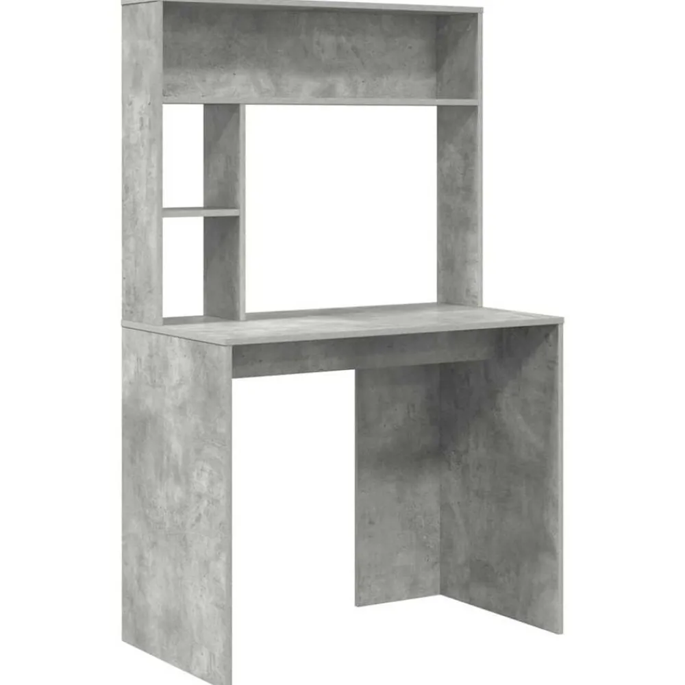 Bureau met plank Beton Grijs 91 x 50 x 149 cm Bewerkt hout>vidaXL