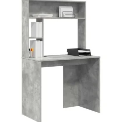 Bureau met plank Beton Grijs 91 x 50 x 149 cm Bewerkt hout><noscript><img width=