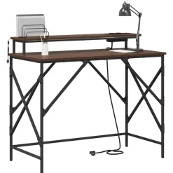 Bureau met plank Bruin Eiken 100 x 50 x 86,5 cm Bewerkt hout><noscript><img width=