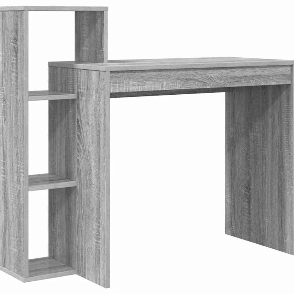 Kantoormeubelen*vidaXL Bureau met plank 100 x 40 x 90 cm Bewerkt hout Grijs sonoma