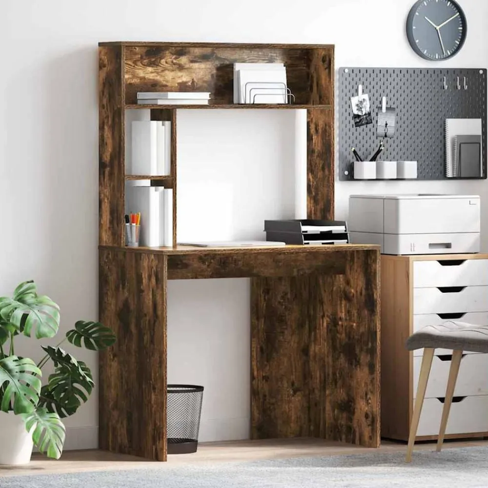 Bureau met plank 91 x 50 x 149 cm Bewerkt hout>vidaXL Outlet
