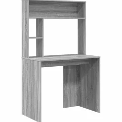 Kantoormeubelen*vidaXL Bureau met plank 91 x 50 x 149 cm Bewerkt hout Grijs sonoma