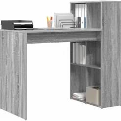 Kantoormeubelen*vidaXL Bureau met plank 108 x 55 x 103.5 cm Bewerkt hout Grijs sonoma