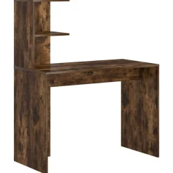 Kantoormeubelen*vidaXL Bureau met plank 102 x 50 x 124 cm Bewerkt hout Gerookt eiken