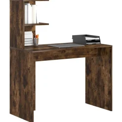 Kantoormeubelen*vidaXL Bureau met plank 102 x 50 x 124 cm Bewerkt hout Gerookt eiken