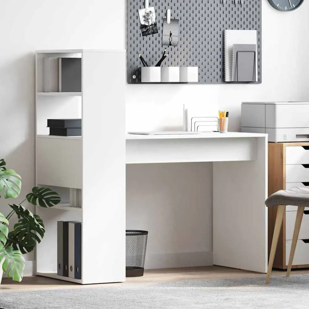 Bureau met plank met opslag 113 x 54 x 120 cm Bewerkt hout>vidaXL