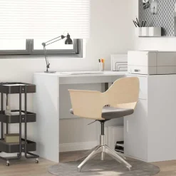Kantoormeubelen*vidaXL Bureau met plank met opslag 102 x 50 x 75 cm Bewerkt hout Wit
