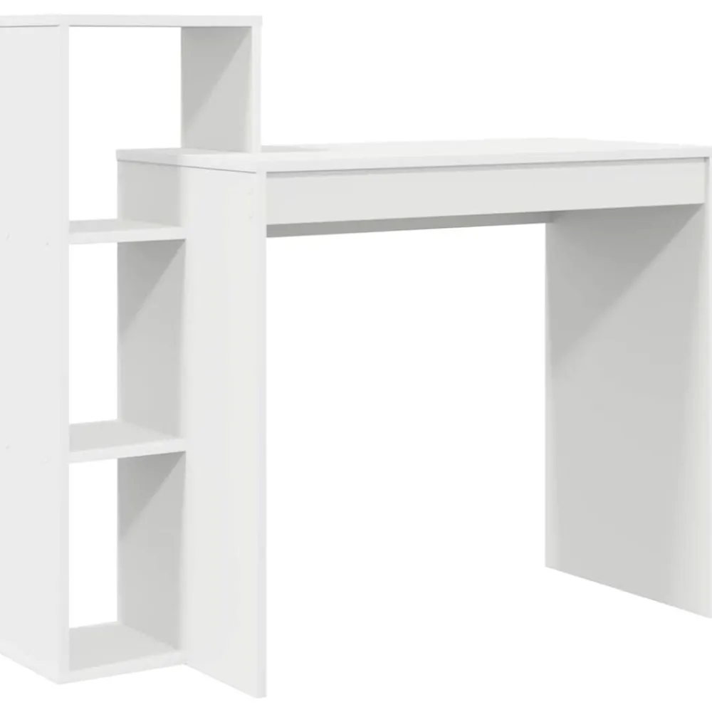 Kantoormeubelen*vidaXL Bureau met plank met opslag 100 x 40 x 90 cm Bewerkt hout Wit
