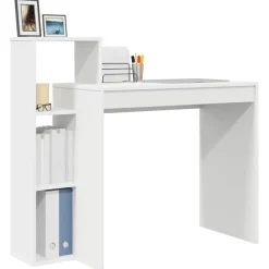 Kantoormeubelen*vidaXL Bureau met plank met opslag 100 x 40 x 90 cm Bewerkt hout Wit