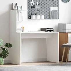 Bureau met plank met opslag 102 x 50 x 124 cm Bewerkt hout>vidaXL Clearance