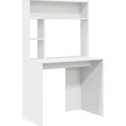 Kantoormeubelen*vidaXL Bureau met plank met opslag 91 x 50 x 149 cm Bewerkt hout Wit