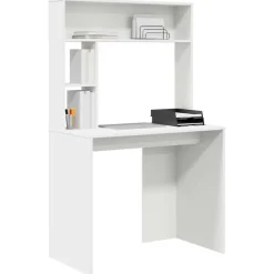 Kantoormeubelen*vidaXL Bureau met plank met opslag 91 x 50 x 149 cm Bewerkt hout Wit