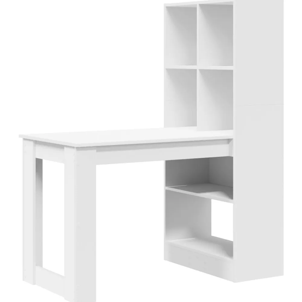 Kantoormeubelen*vidaXL Bureau met plank met opslag 122 x 67 x 145 cm Bewerkt hout Wit