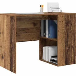 Kantoormeubelen*vidaXL Bureau met plank 102 x 50 x 75 cm Bewerkt hout Oud hout