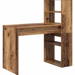 Kantoormeubelen*vidaXL Bureau met plank 113 x 54 x 120 cm Bewerkt hout Oud hout