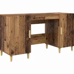Kantoormeubelen*vidaXL Bureau met plank 140 x 50 x 75 cm Bewerkt hout Oud hout