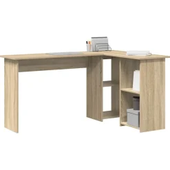 Kantoormeubelen*vidaXL Bureau met plank 142 x 102 x 73 cm Bewerkt hout Sonoma eiken