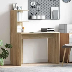 Bureau met plank 102 x 50 x 124 cm Bewerkt hout>vidaXL New