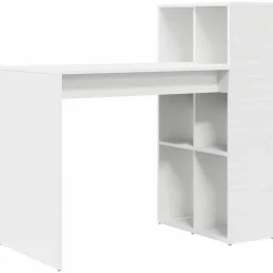 Kantoormeubelen*vidaXL Bureau met plank 108 x 55 x 103.5 cm Bewerkt hout Wit