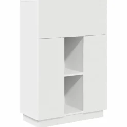 Kantoormeubelen*vidaXL Bureau met plank 71,5 x 31,5 x 106,5 cm Bewerkt hout Wit