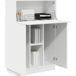Kantoormeubelen*vidaXL Bureau met plank 71,5 x 31,5 x 106,5 cm Bewerkt hout Wit
