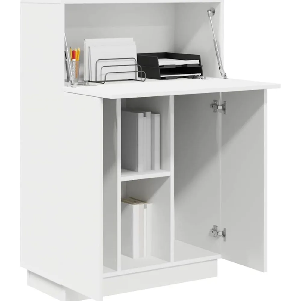 Kantoormeubelen*vidaXL Bureau met plank 71,5 x 31,5 x 106,5 cm Bewerkt hout Wit