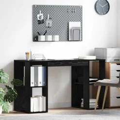 Bureau met plank 130 x 50.5 x 75 cm Bewerkt hout>vidaXL Best