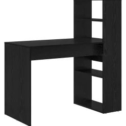 Kantoormeubelen*vidaXL Bureau met plank 113 x 54 x 120 cm Bewerkt hout Zwart eiken