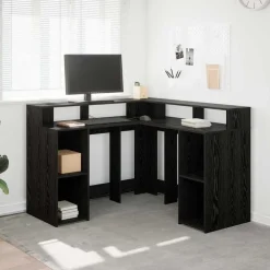 Bureau met plank 130 x 130 x 91 cm Bewerkt hout>vidaXL Sale