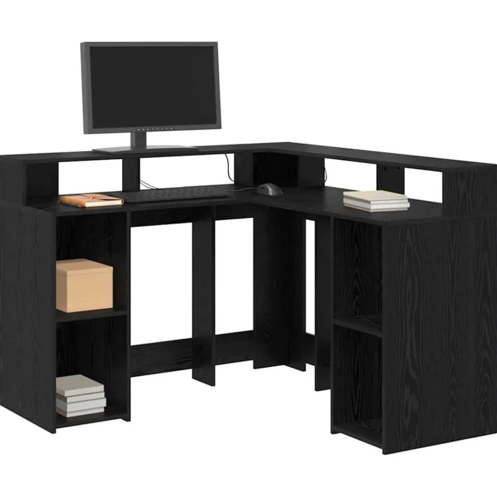 Bureau met plank 130 x 130 x 91 cm Bewerkt hout>vidaXL Sale