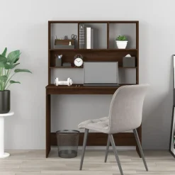 Bureau met schappen 102x45x148 cm bewerkt hout bruineikenkleur><noscript><img width=