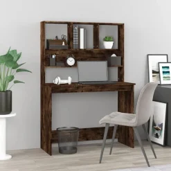 Bureau met schappen 102x45x148 cm bewerkt hout>vidaXL Outlet