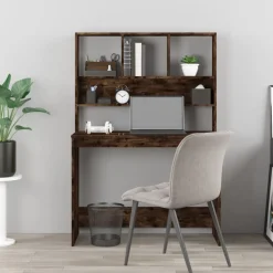 Bureau met schappen 102x45x148 cm bewerkt hout><noscript><img width=