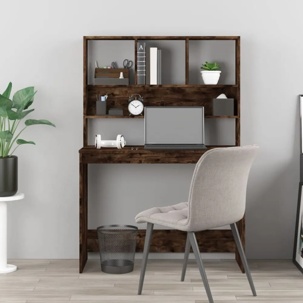 Bureau met schappen 102x45x148 cm bewerkt hout>vidaXL Outlet