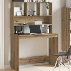 Kantoormeubelen*vidaXL Bureau met schappen 102x45x148 cm bewerkt hout artisanaal eiken artisanaal eikenkleurig
