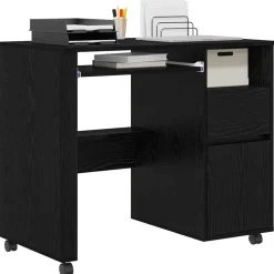 Bureau met Wielen 91 x 50 x 77 cm Bewerkt hout><noscript><img width=