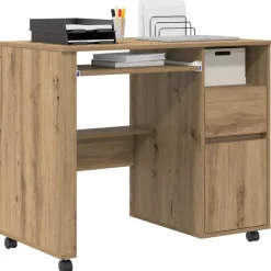 Bureau met Wielen Artisan Eiken 91 x 50 x 77 cm Bewerkt hout><noscript><img width=
