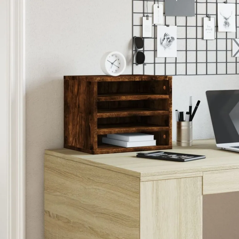 Kantoorartikelen*vidaXL Bureau organiser 36x26x29,5 cm bewerkt hout kleur Gerookt eiken